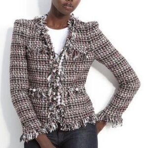 MCGINN 6 Elizabeth Boucle Wool Pearl Fringe Blazer Jacket